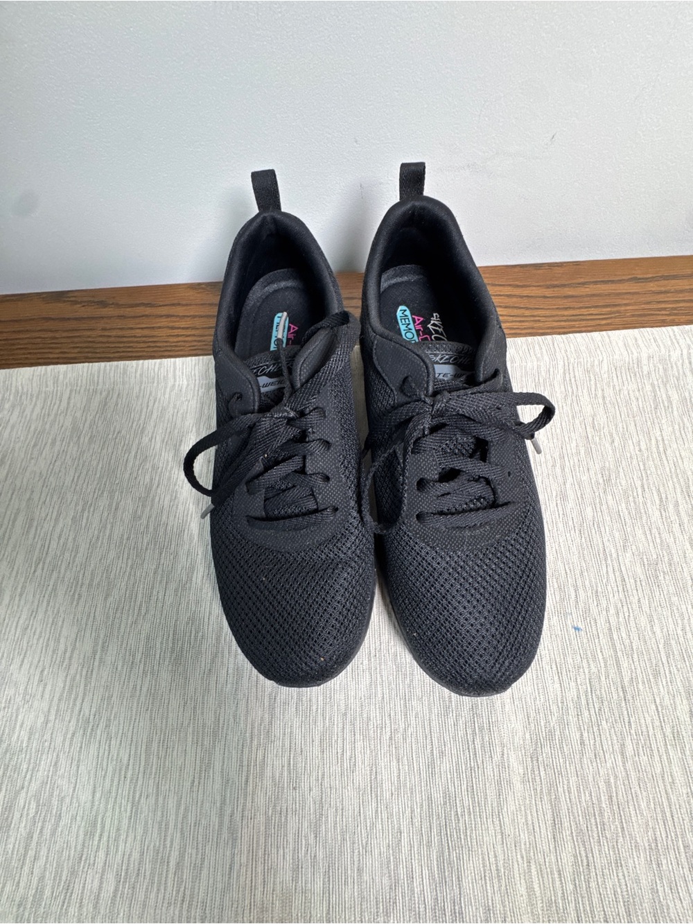 Skechers Black Knit Lace-Up Memory Foam Sneakers